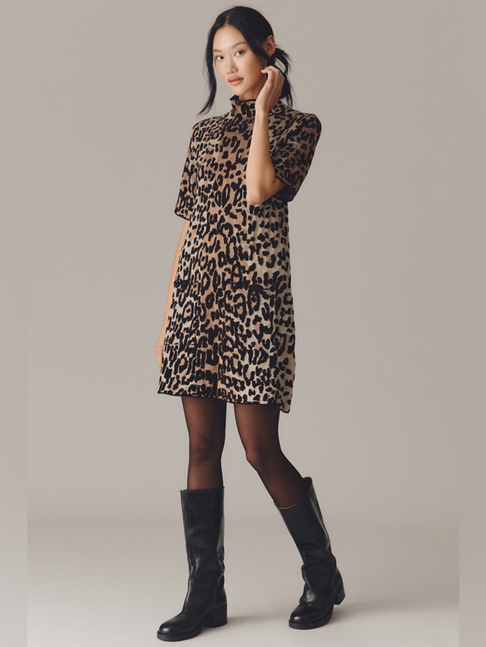 Anthropologie Annalise Mock-Neck Sweater Mini Dress